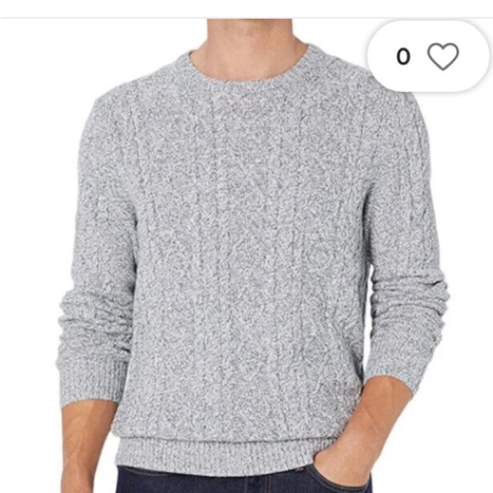 Goodthreads Men L Tall Crewneck Supersoft Long Sleeve Cable Knit Sweat Denim New